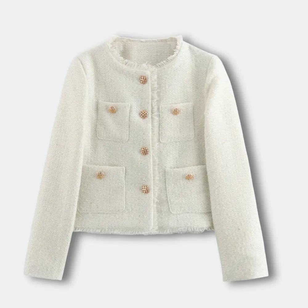 Veste mi-saison à boutons bijoux et poches plaquées pour Femme – Estelle