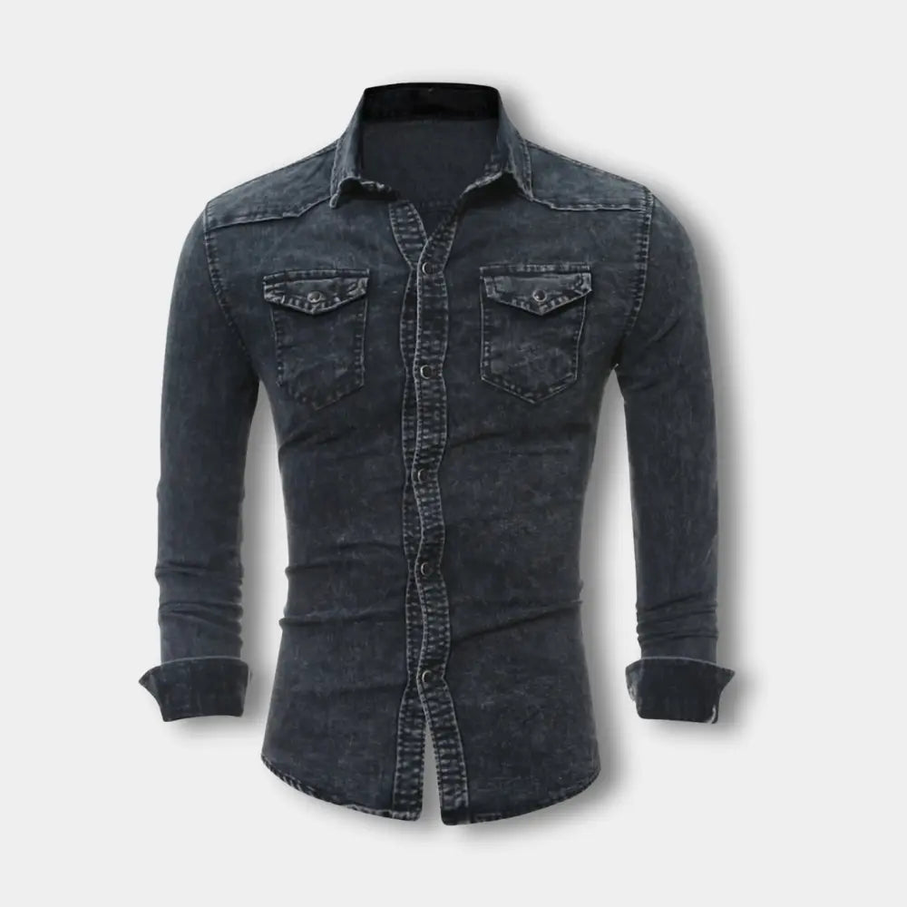 T-shirt manches longues effet denim ajusté pour Homme – Riku