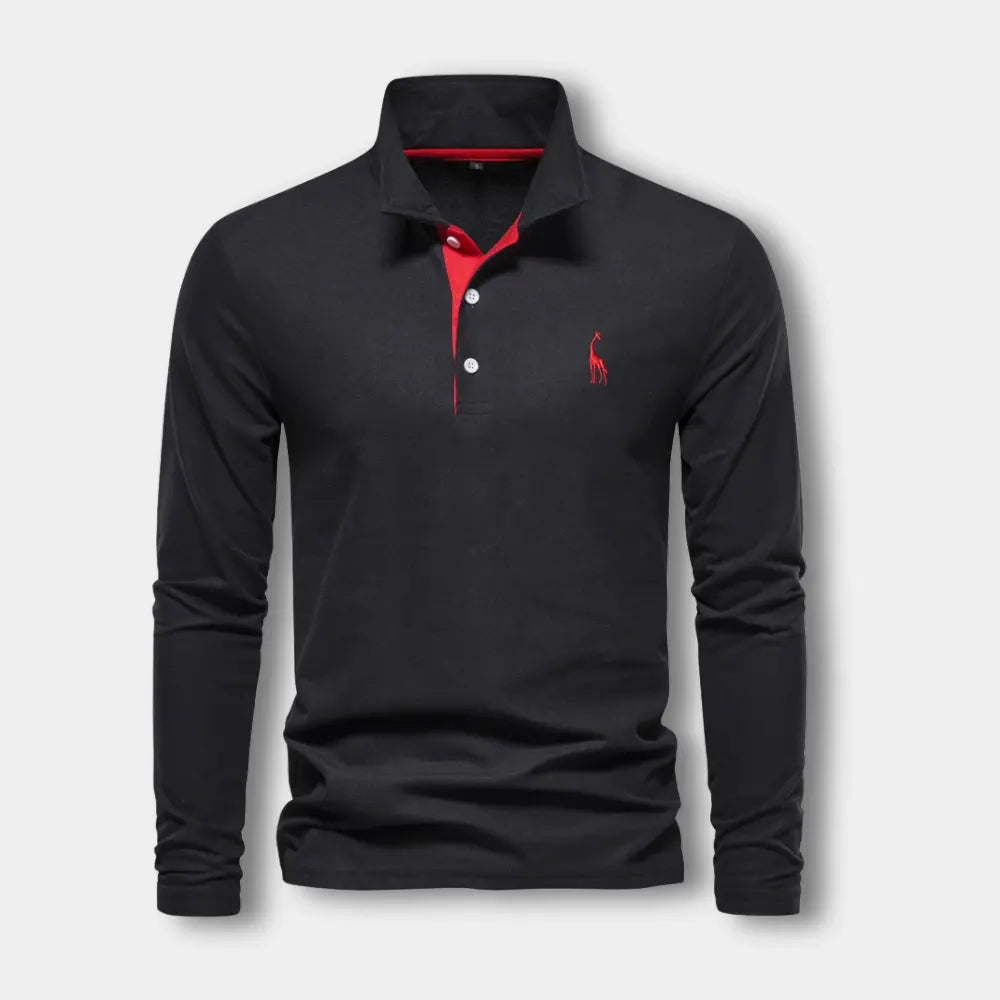 T-shirt manches longues avec col polo contrasté pour Homme – Spence