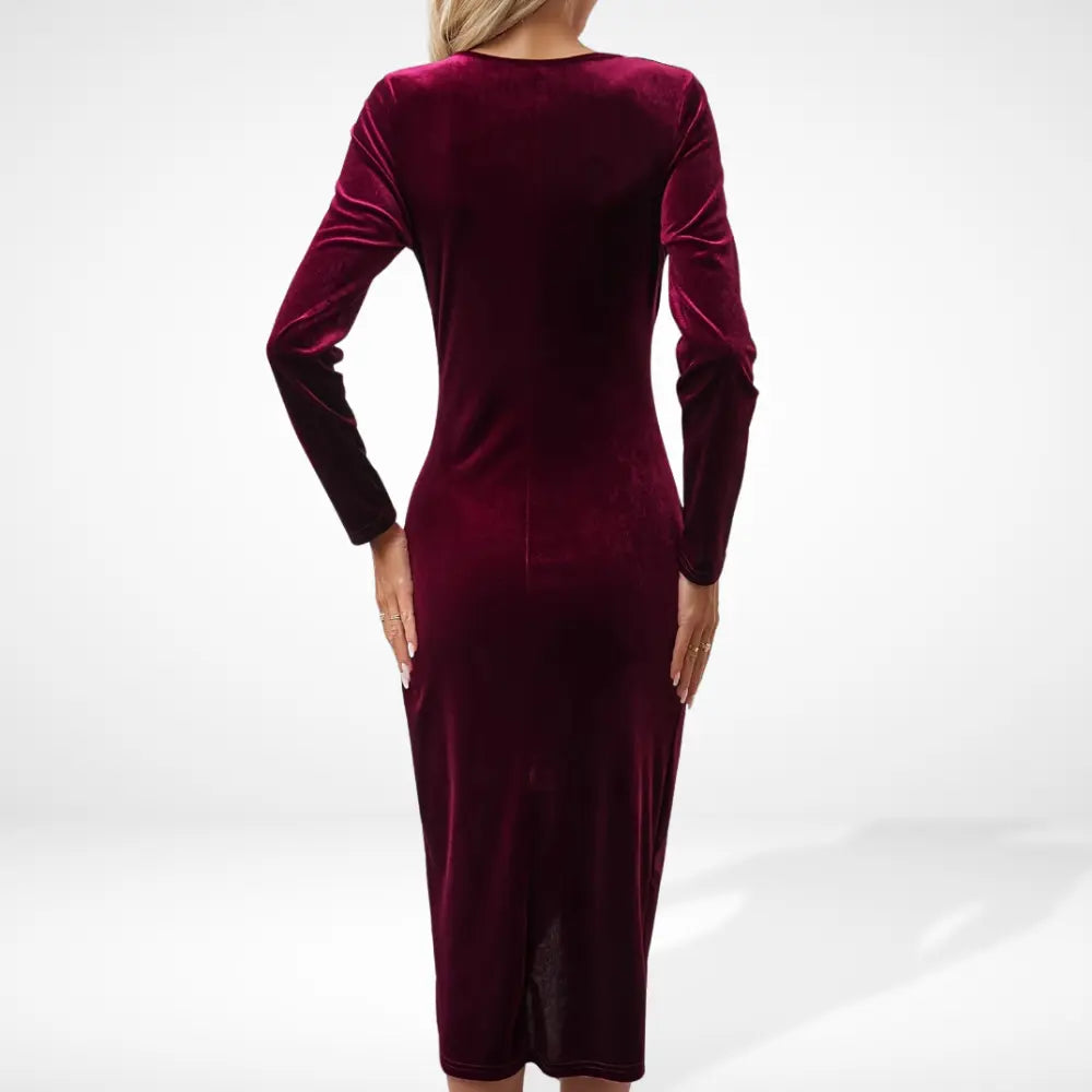 Robe de soirée midi drapée à encolure croisée pour Femme – Loriy