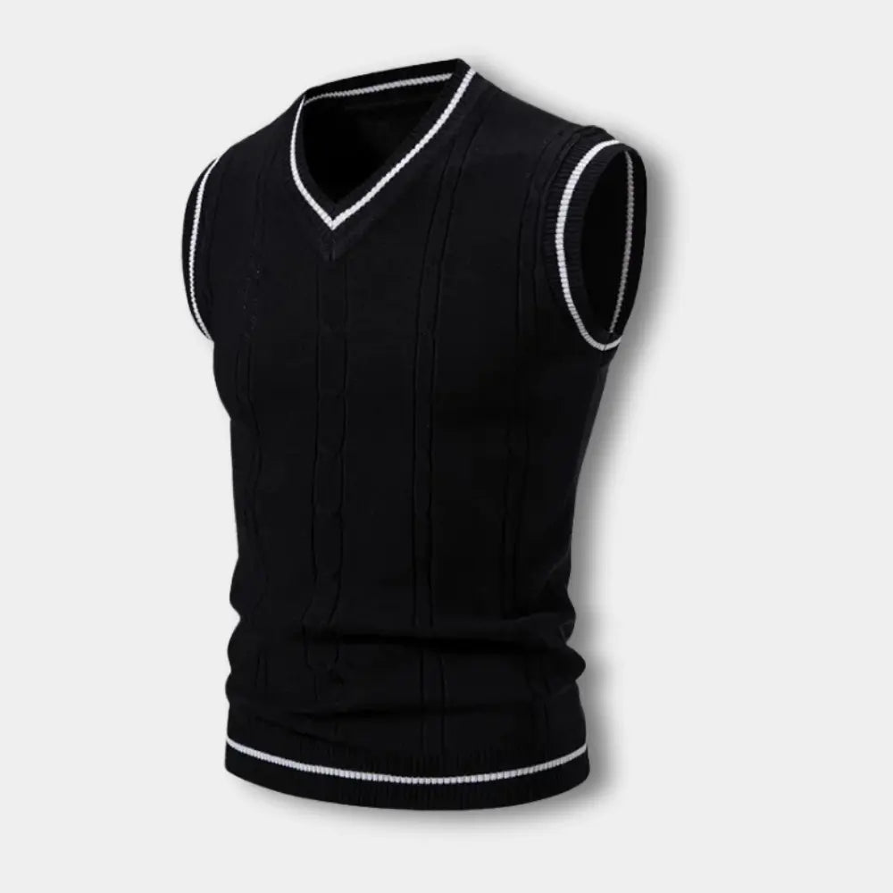 Pull sans manches à col en V côtelé pour Homme – Troy