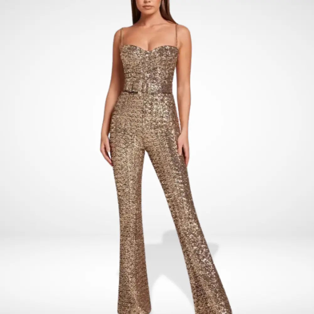 Combinaison pailletée évasée au style glamour pour Women – Julianne