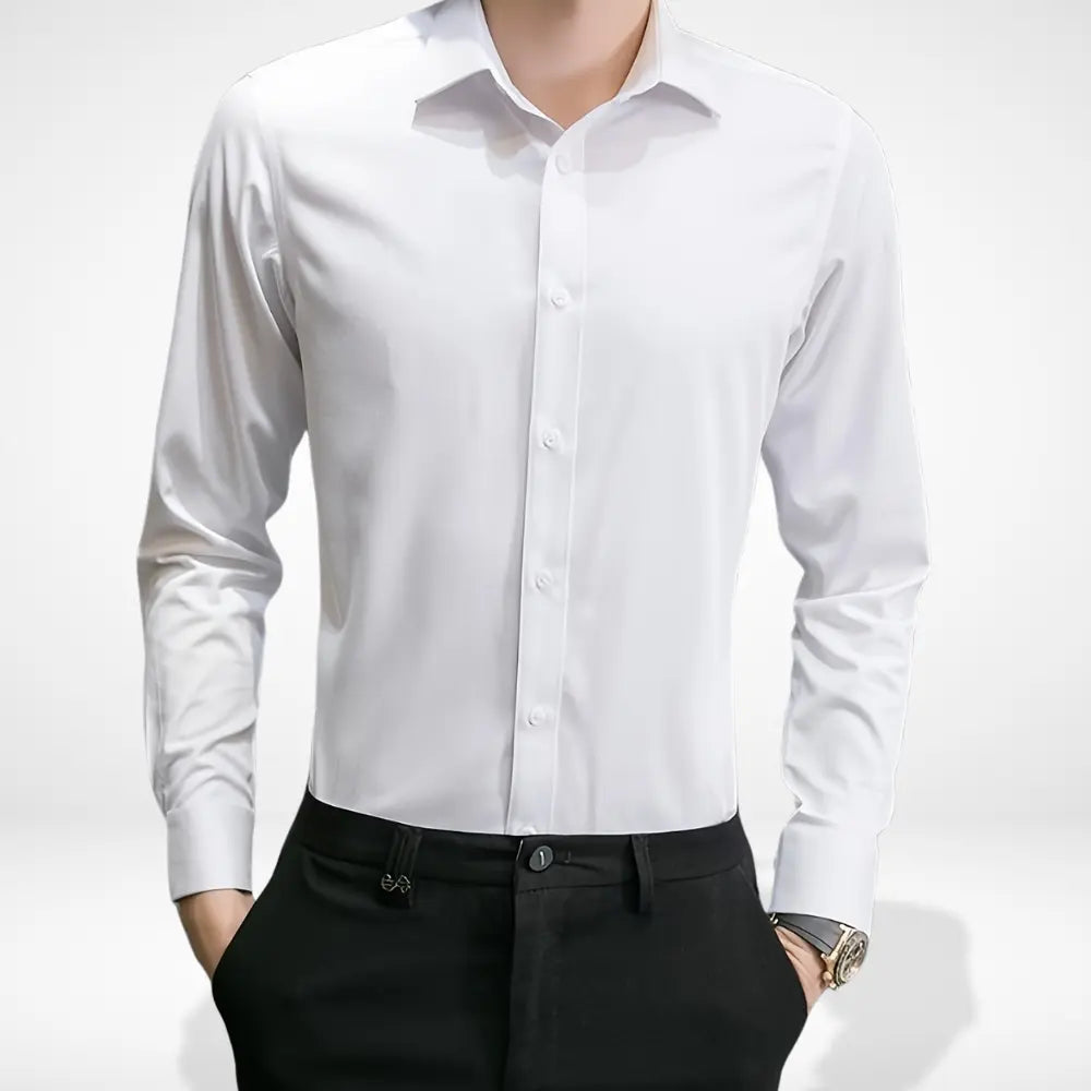 Chemise cintrée unie à col classique pour Homme – Vito