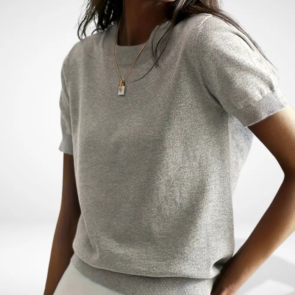 T-shirt coupe droite à col rond discret pour Women – Mitchell