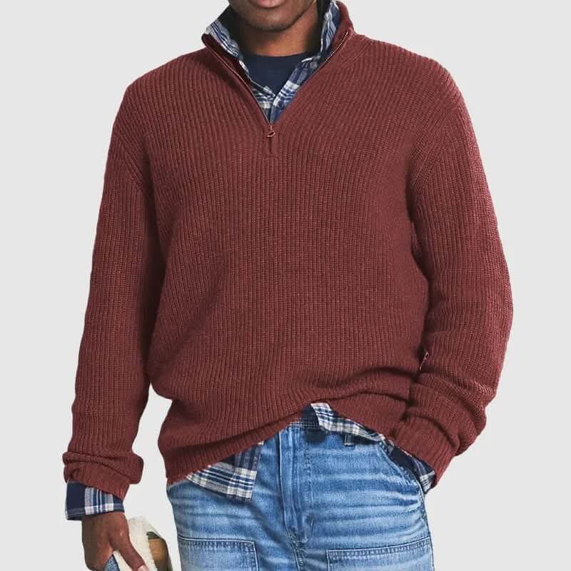 Atlas - Pull Zippé à Col Montant Décontracté pour Hommes