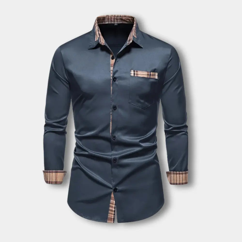 T-shirt manches longues à détails à carreaux pour Homme – Toya
