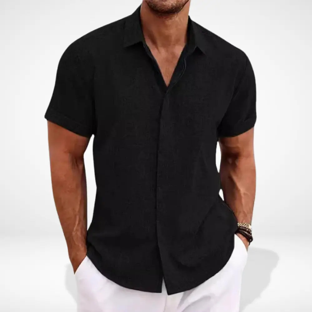 Chemise polo à manches courtes au col ouvert pour Homme – Hardin