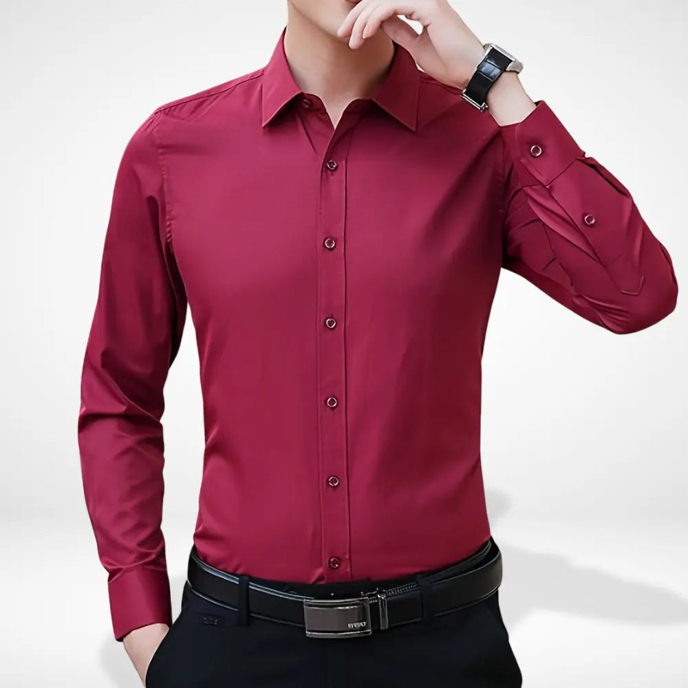 Chemise cintrée unie à col classique pour Homme – Vito