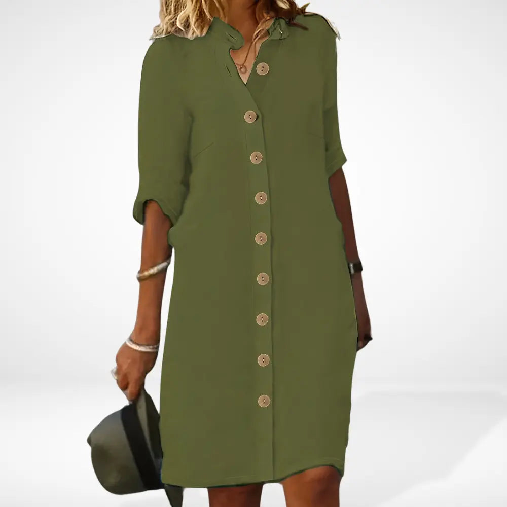 Robe d’été boutonnée à coupe droite pour Femme – Kane