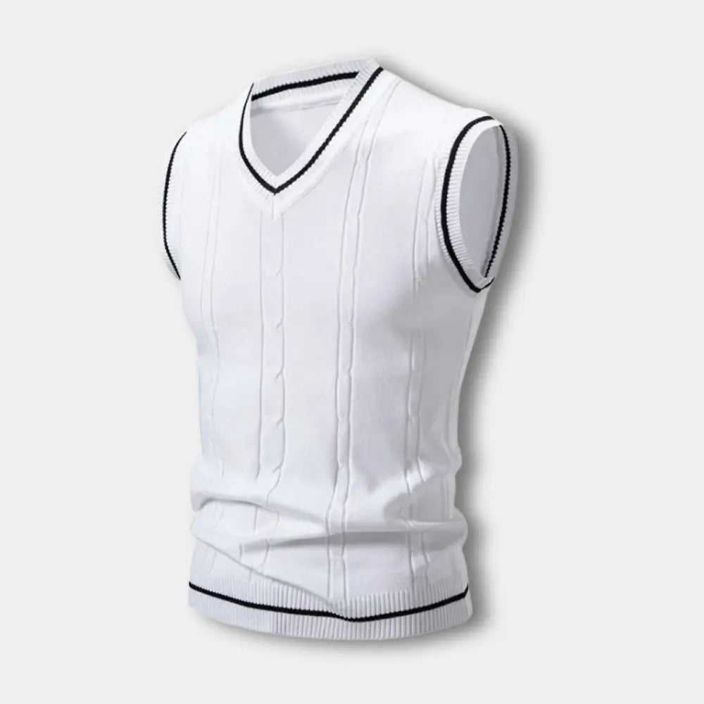 Pull sans manches à col en V côtelé pour Homme – Troy