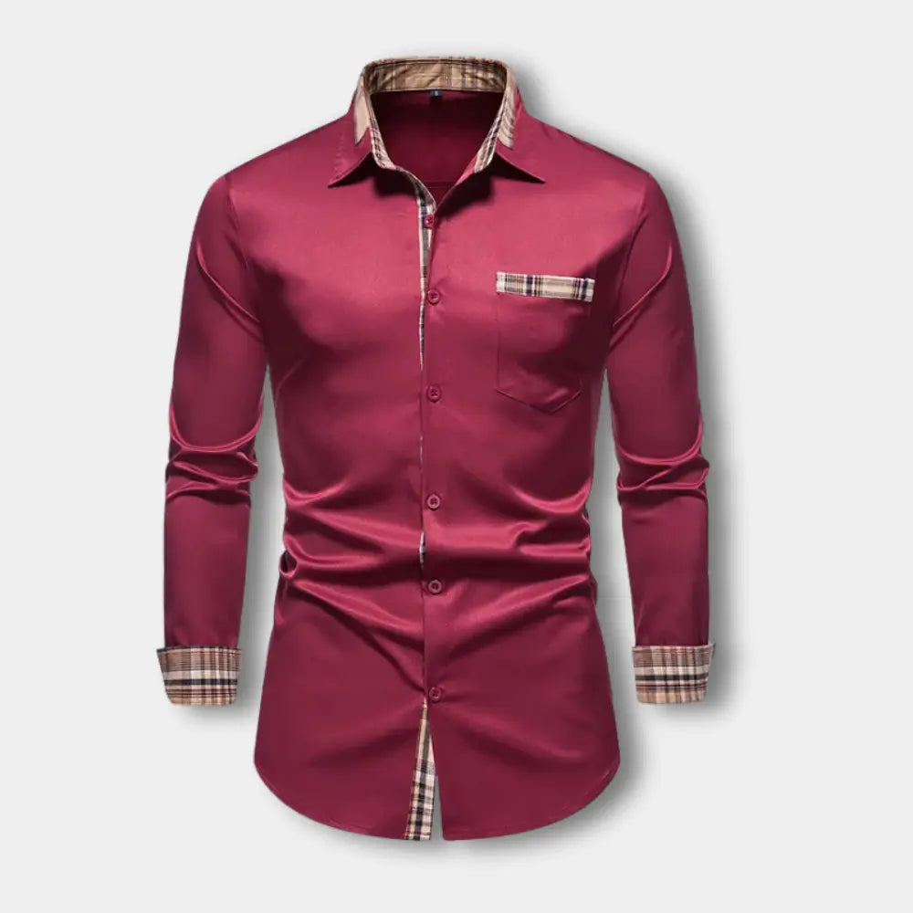 T-shirt manches longues à détails à carreaux pour Homme – Toya