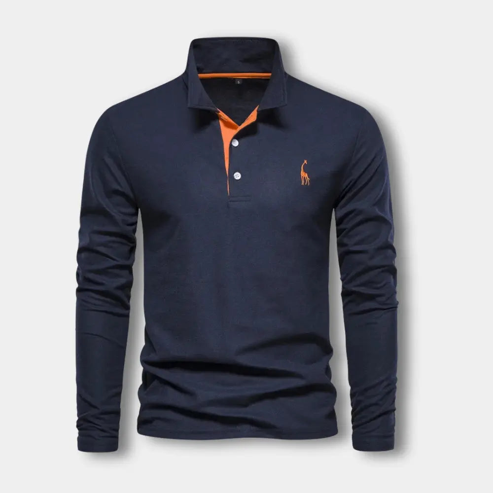 T-shirt manches longues avec col polo contrasté pour Homme – Spence