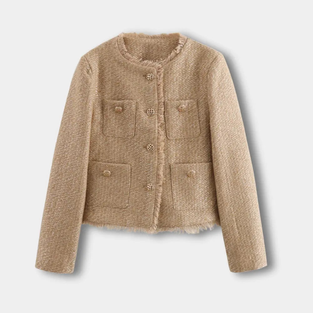 Veste mi-saison à boutons bijoux et poches plaquées pour Femme – Estelle
