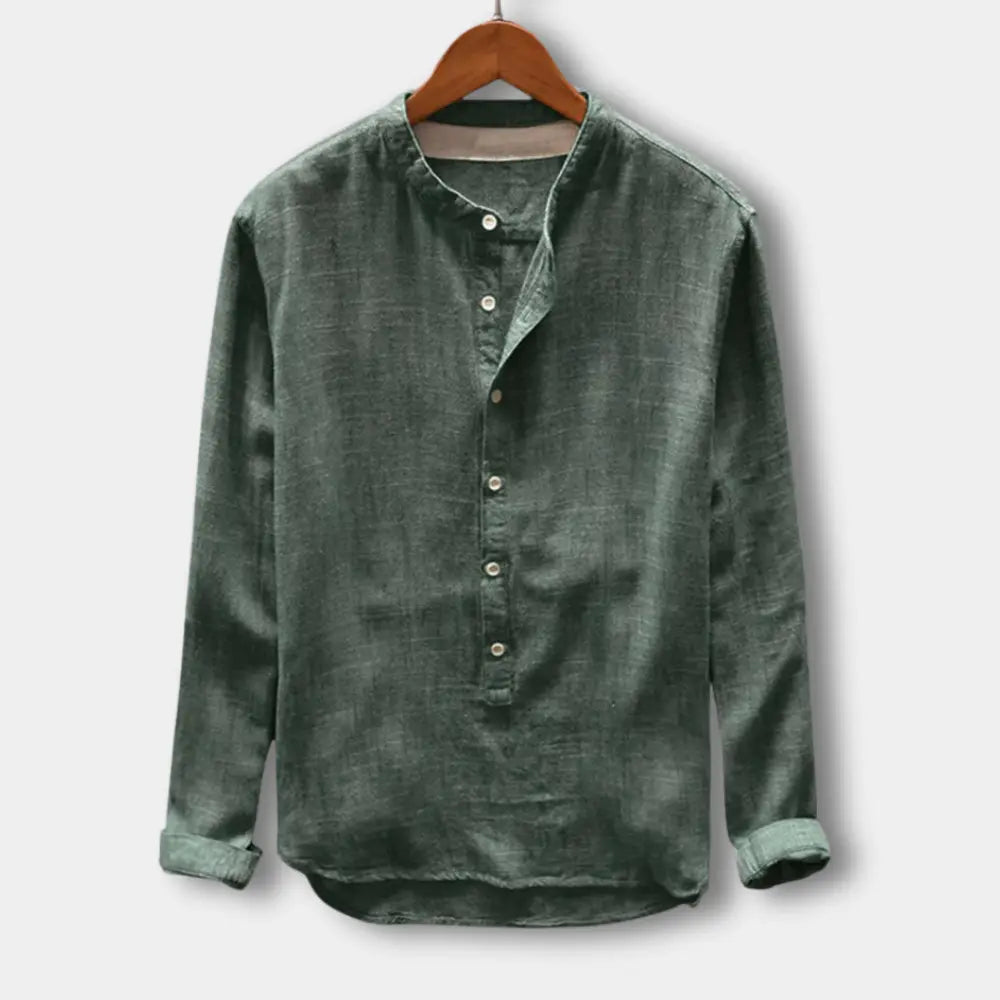 Chemise à col mao et patte boutonnée pour Homme – Cyrus