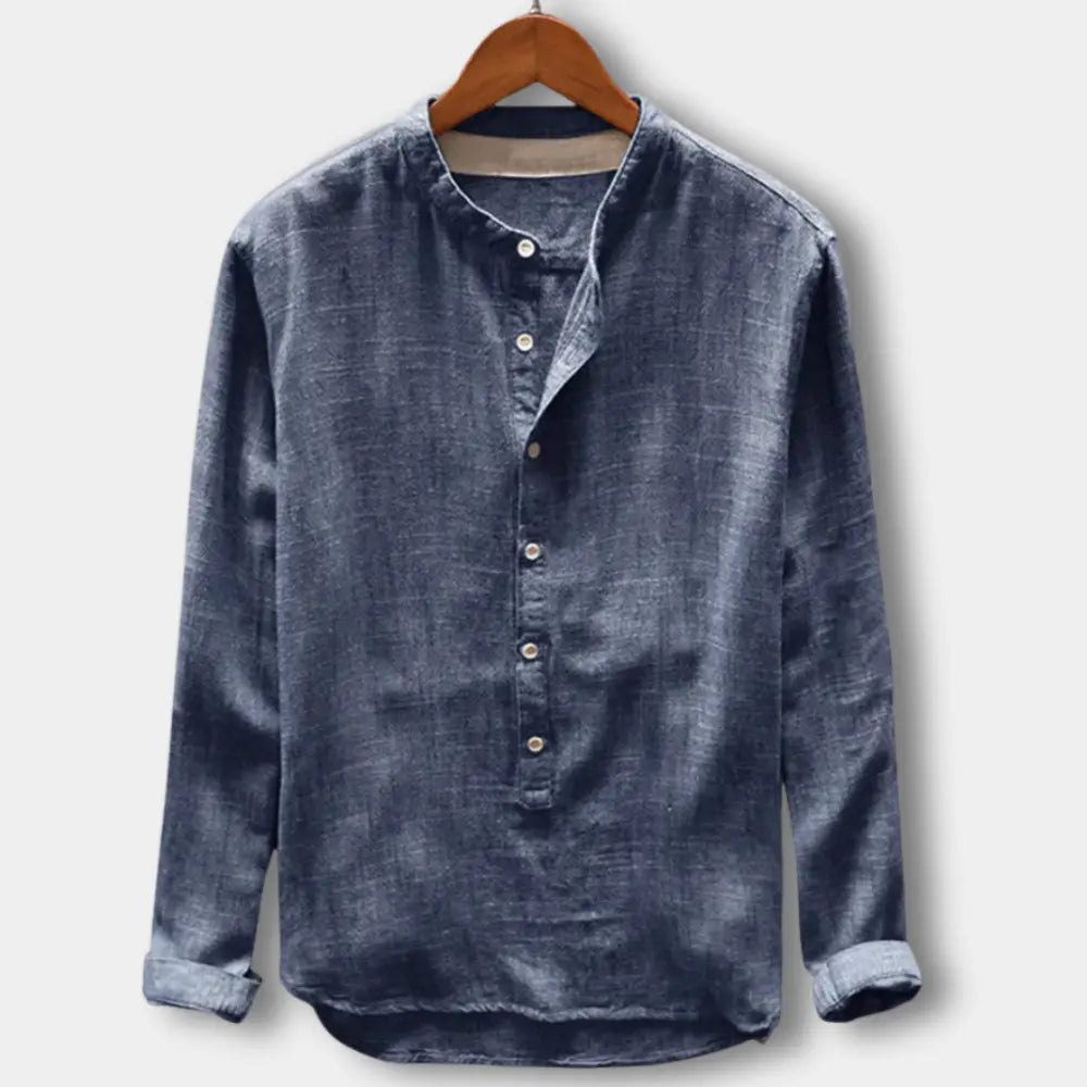 Chemise à col mao et patte boutonnée pour Homme – Cyrus
