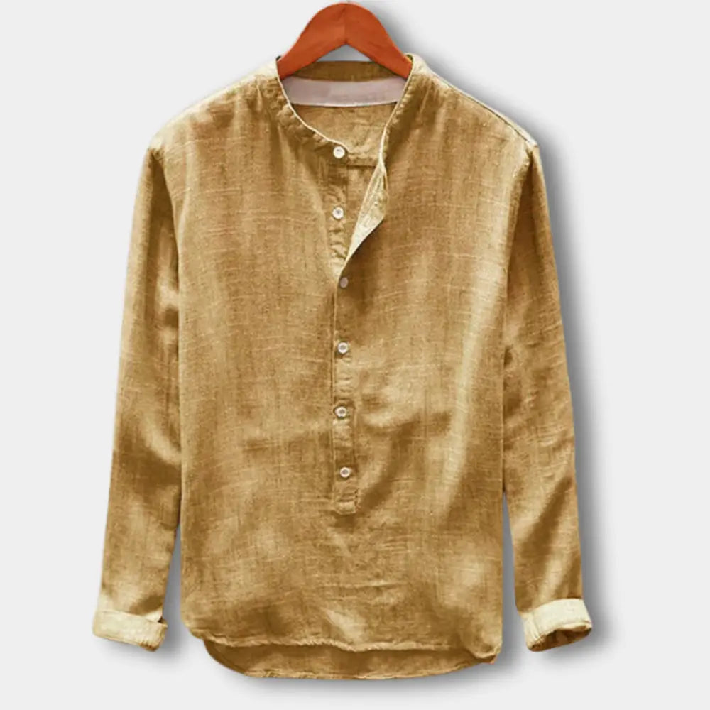 Chemise à col mao et patte boutonnée pour Homme – Cyrus