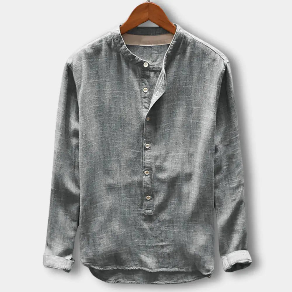 Chemise à col mao et patte boutonnée pour Homme – Cyrus
