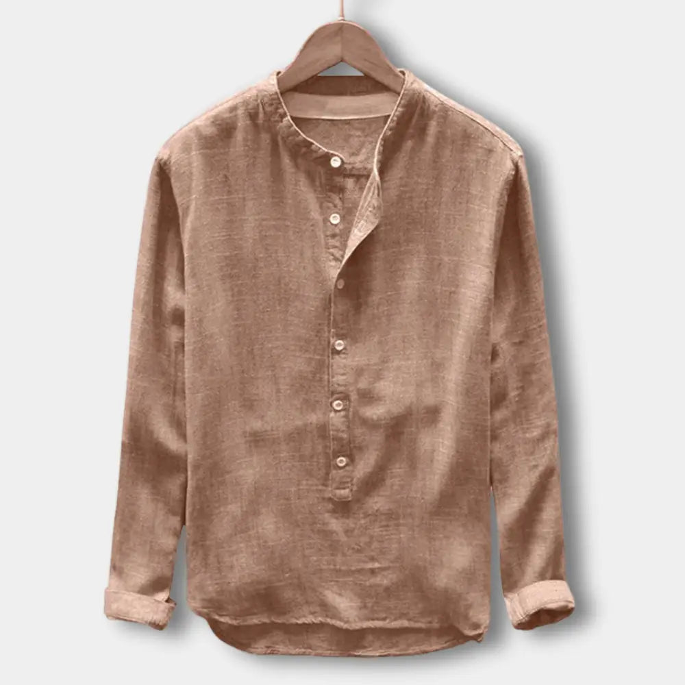 Chemise à col mao et patte boutonnée pour Homme – Cyrus