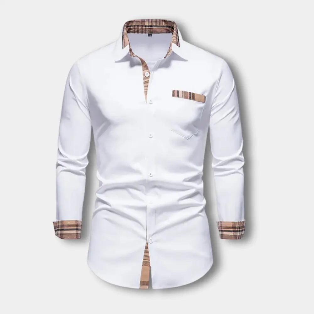 T-shirt manches longues à détails à carreaux pour Homme – Toya
