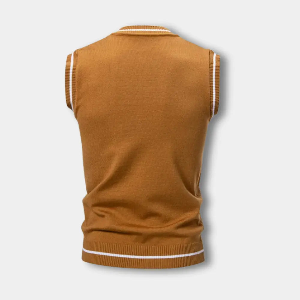 Pull sans manches à col en V côtelé pour Homme – Troy