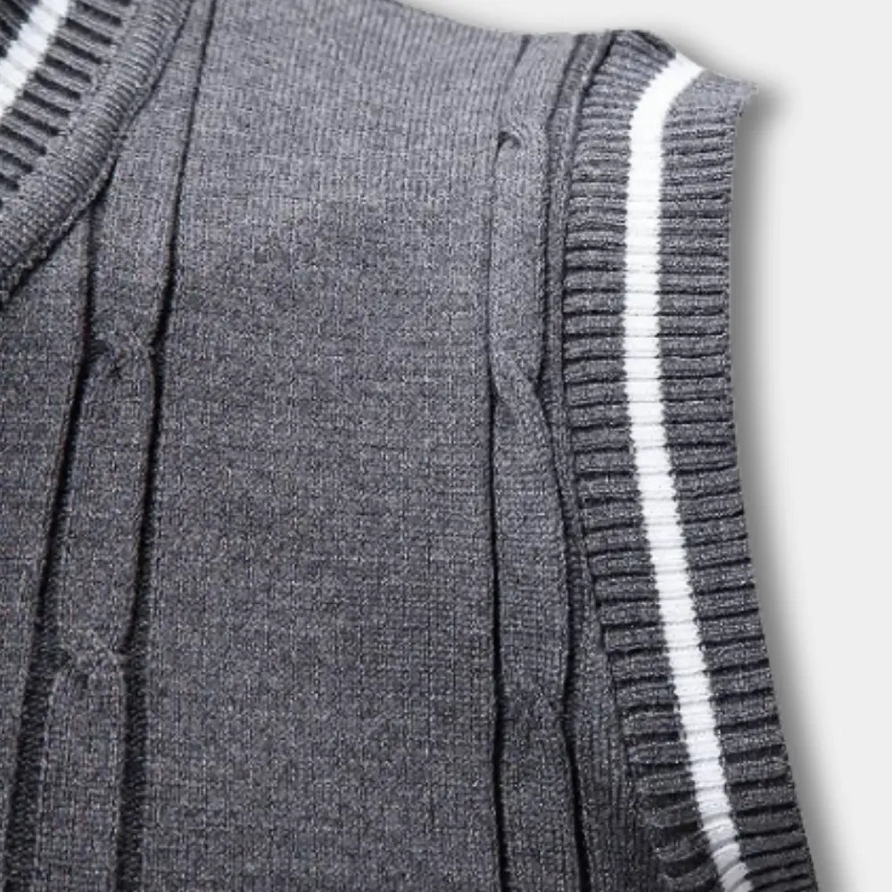 Pull sans manches à col en V côtelé pour Homme – Troy