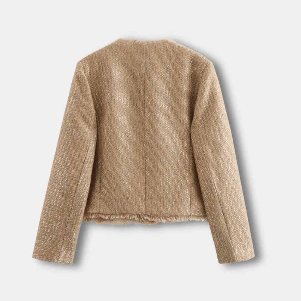 Veste mi-saison à boutons bijoux et poches plaquées pour Femme – Estelle