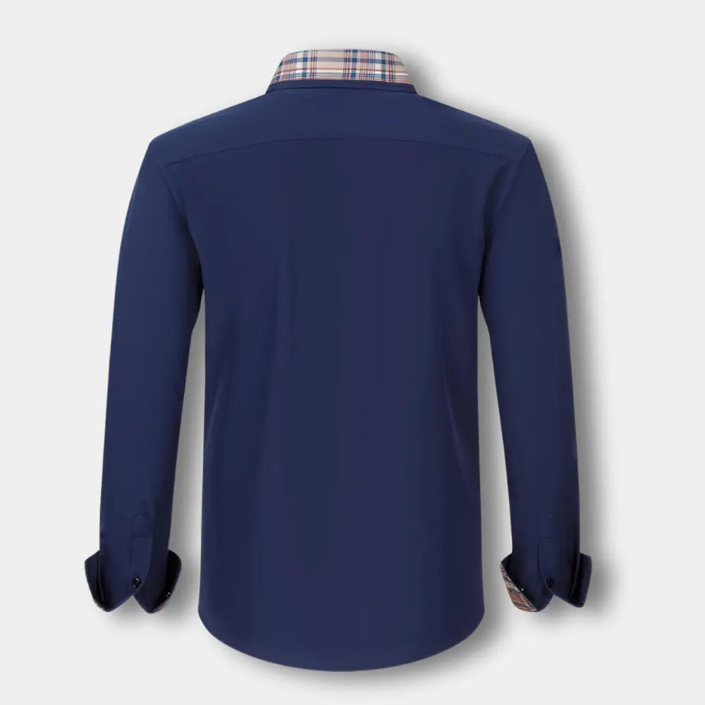 T-shirt manches longues à col et finitions carreaux pour Homme – Joni