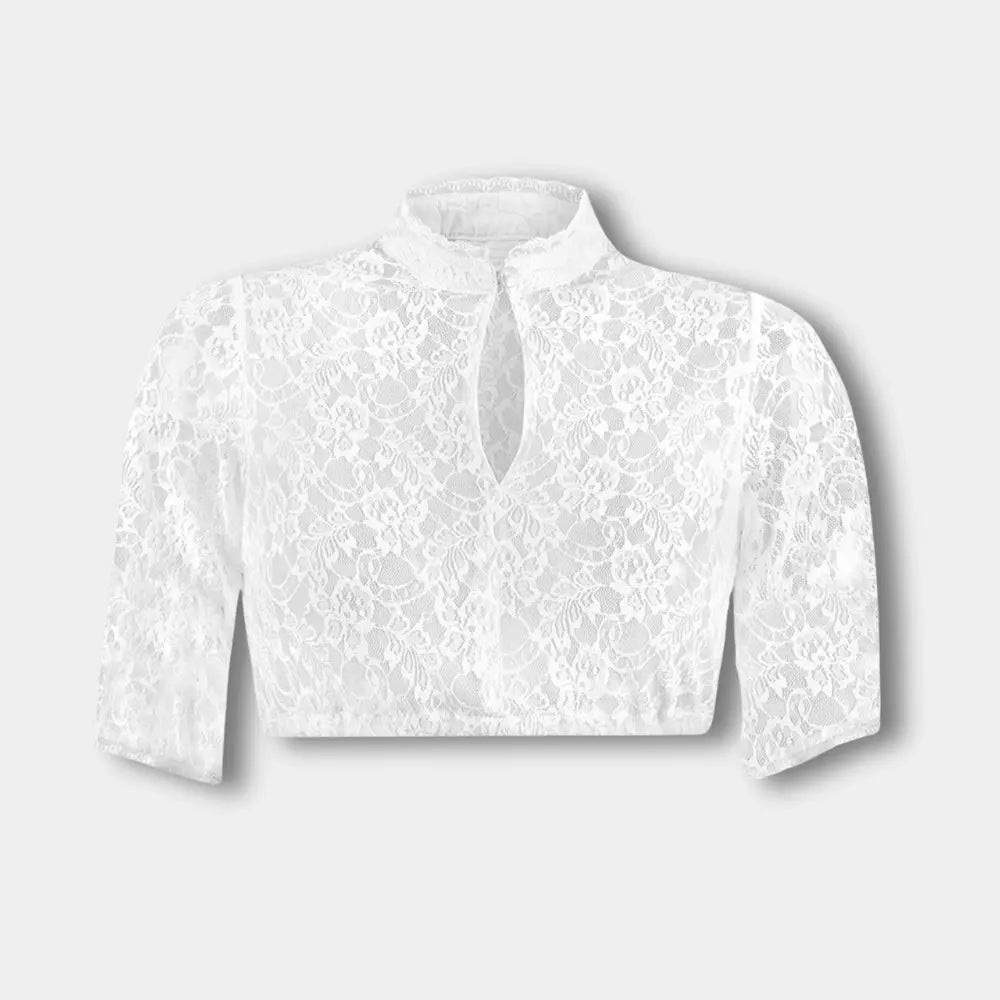 Crop top en dentelle ajourée à manches mi-longues pour Femme – Pearl