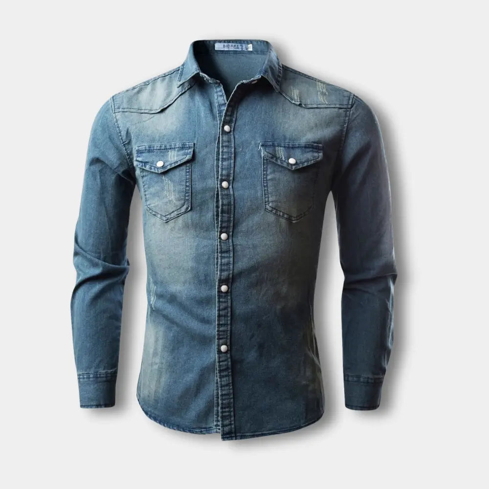 T-shirt manches longues effet denim ajusté pour Homme – Riku