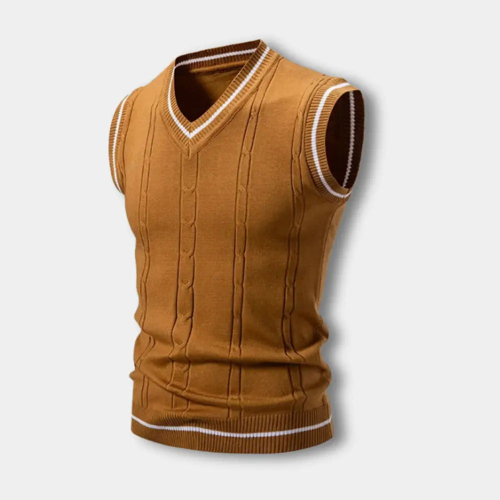 Pull sans manches à col en V côtelé pour Homme – Troy