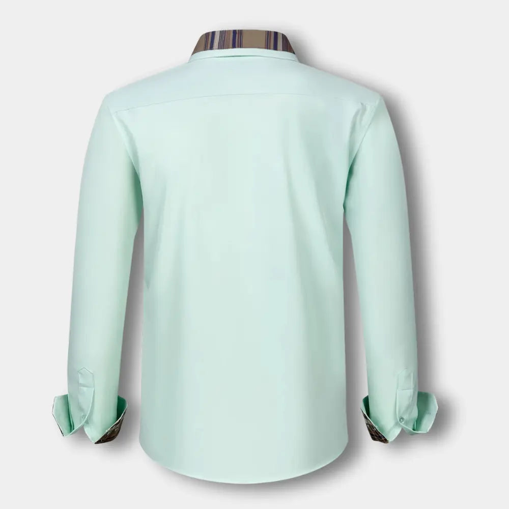 T-shirt manches longues à col et finitions carreaux pour Homme – Joni