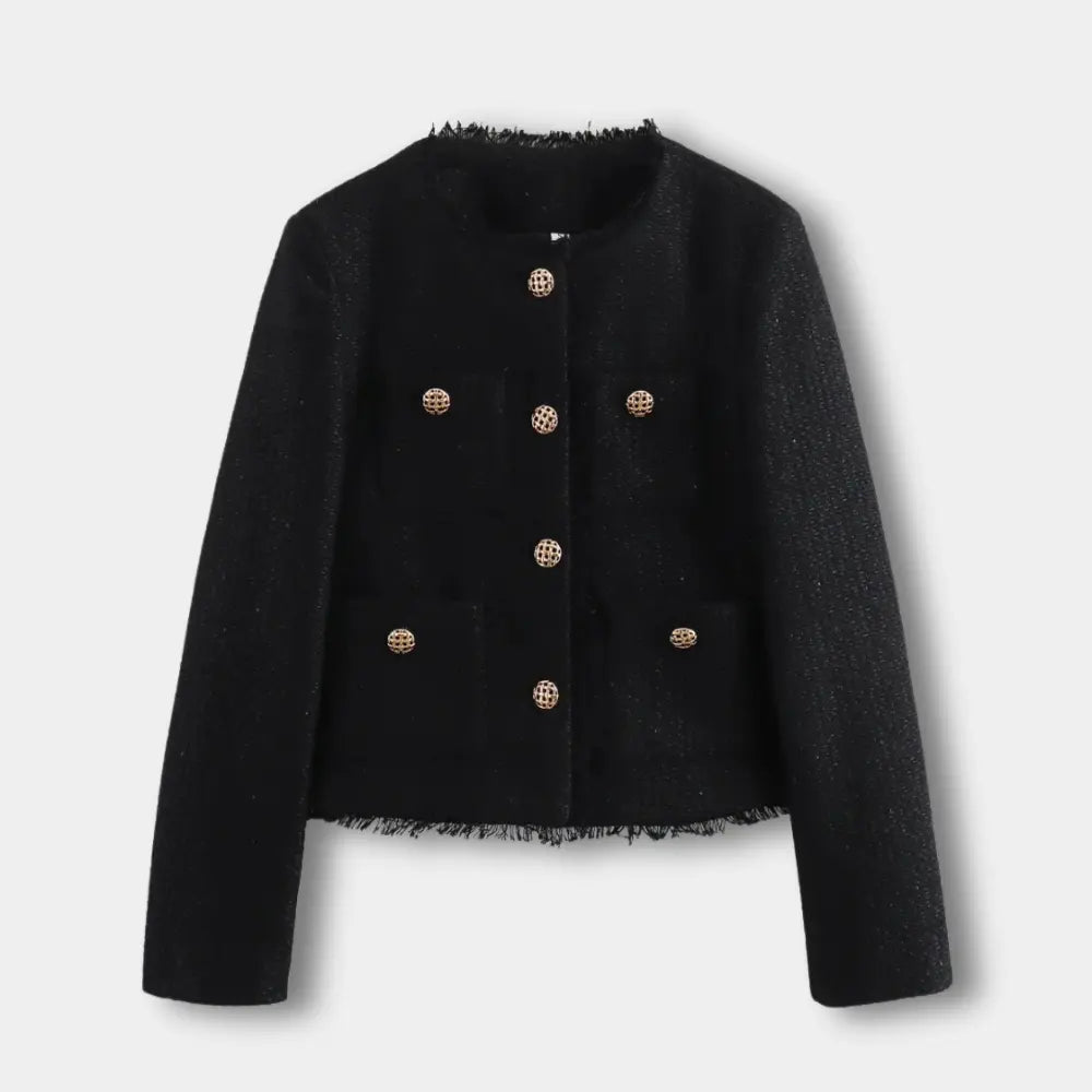 Veste mi-saison à boutons bijoux et poches plaquées pour Femme – Estelle