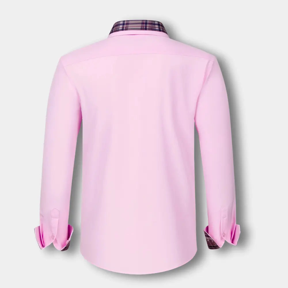 T-shirt manches longues à col et finitions carreaux pour Homme – Joni