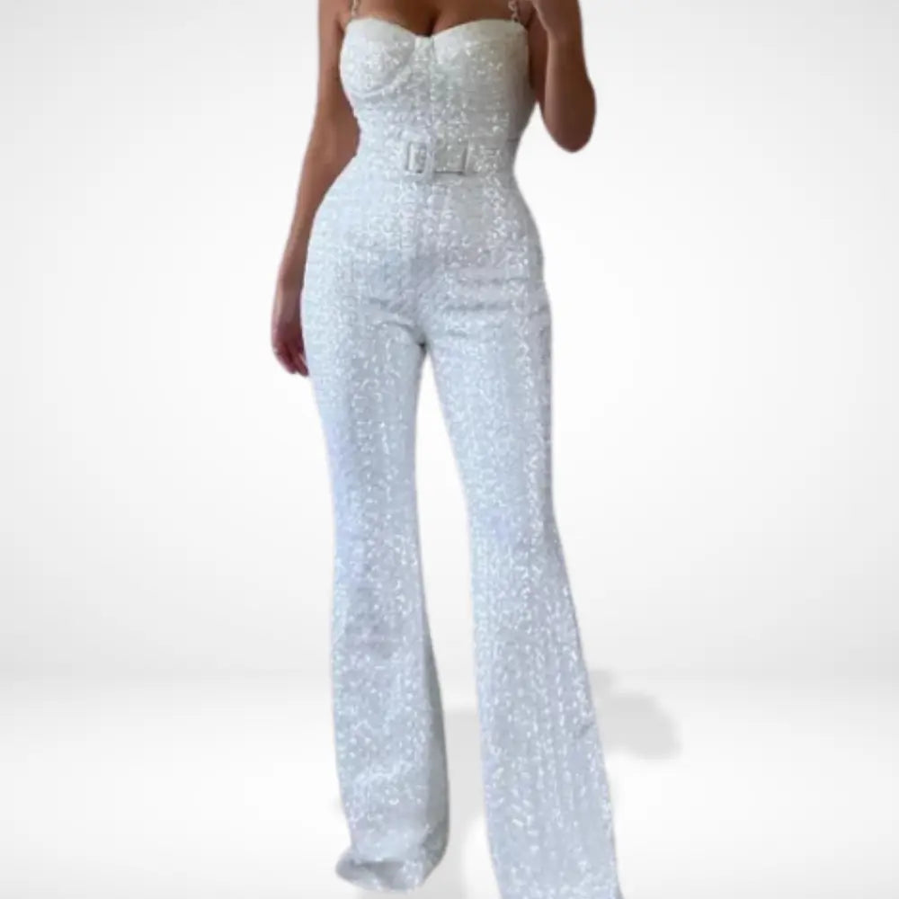 Combinaison pailletée évasée au style glamour pour Women – Julianne