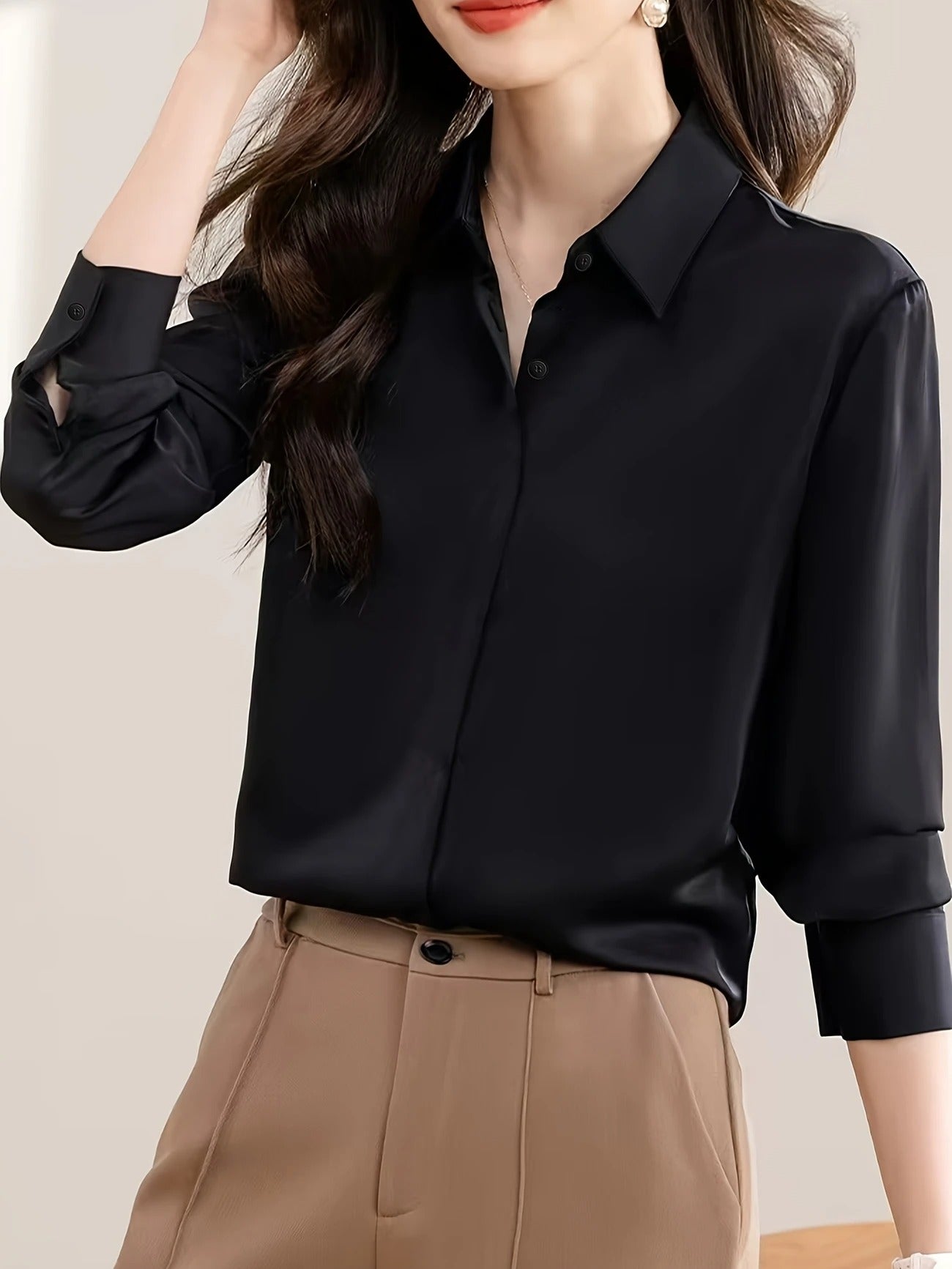 Blouse fluide à patte de boutonnage invisible pour Femme – Nanette