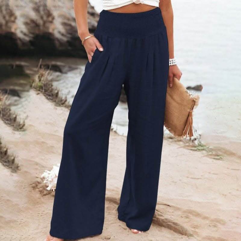 Aarthi - Pantalon Large Décontracté en Lin pour Femmes