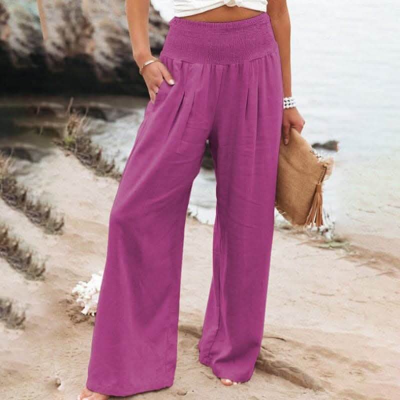 Aarthi - Pantalon Large Décontracté en Lin pour Femmes
