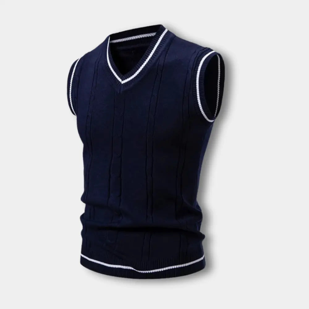 Pull sans manches à col en V côtelé pour Homme – Troy