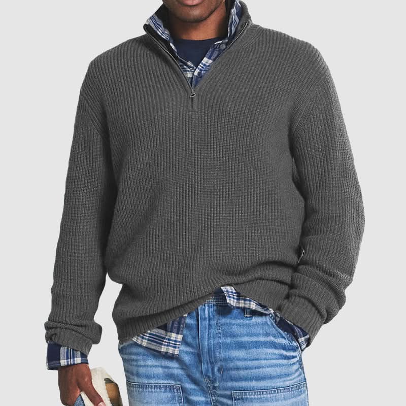 Atlas - Pull Zippé à Col Montant Décontracté pour Hommes