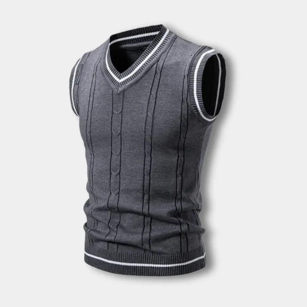 Pull sans manches à col en V côtelé pour Homme – Troy