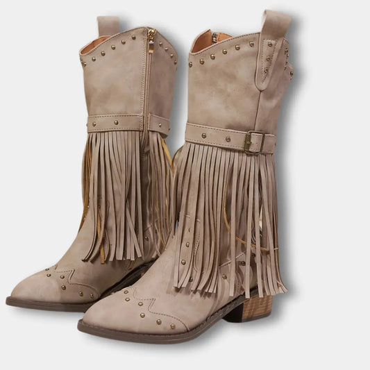 Bottes cowboy à franges longues et clous décoratifs pour Femme – Keri