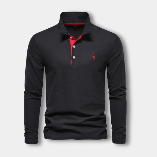 T-shirt manches longues avec col polo contrasté pour Homme – Spence