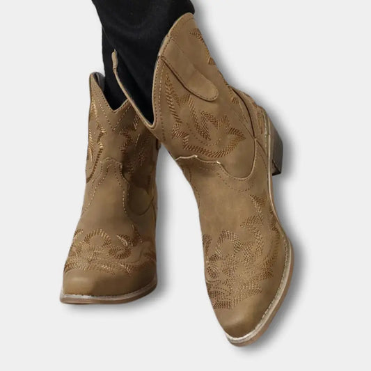 Bottes cowboy à motif feuillage brodé pour Femme – Jody