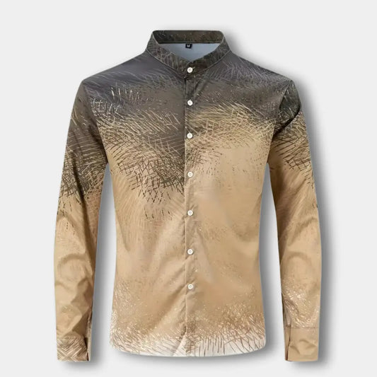 Polo manches longues à col mao texturé pour Homme – Bernard