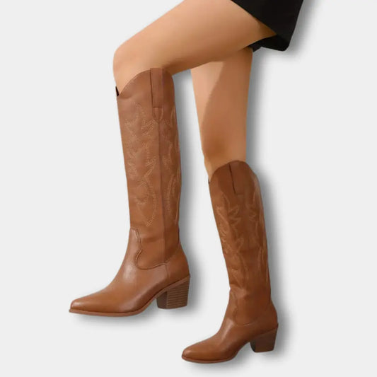 Bottes cowboy hautes à surpiqûres graphiques pour Femme – Jill