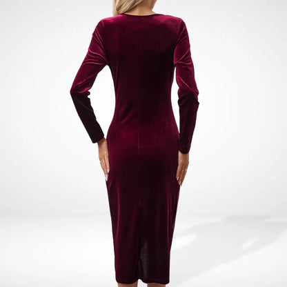 Robe de soirée midi drapée à encolure croisée pour Femme – Loriy