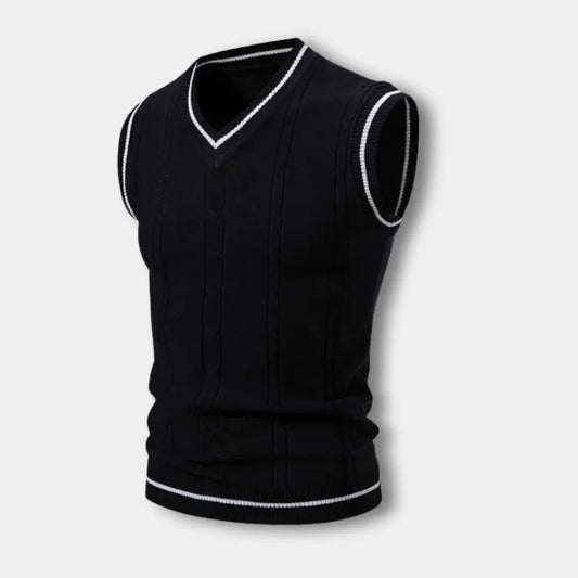 Pull sans manches à col en V côtelé pour Homme – Troy