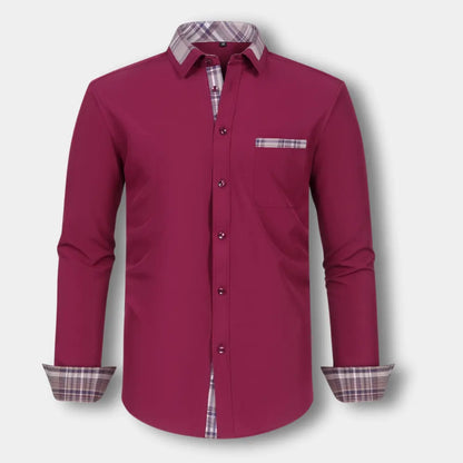 T-shirt manches longues à col et finitions carreaux pour Homme – Joni