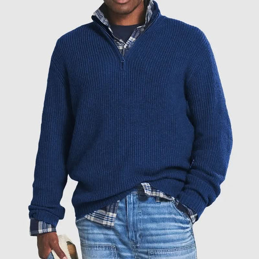 Atlas - Pull Zippé à Col Montant Décontracté pour Hommes