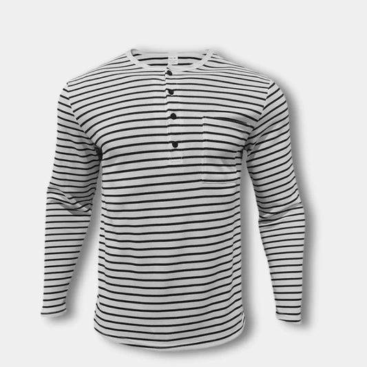 Henley rayé à col tunisien ouvert pour Homme – Jewel